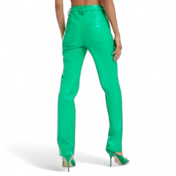 Good American Icon Fit Faux Leather Pants | Bright Green Sz 4 / 27 | Over-Heel F - Picture 15 of 16